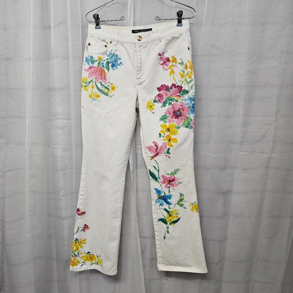 Lauren Ralph Lauren Floral Boot Cut Jeans - White